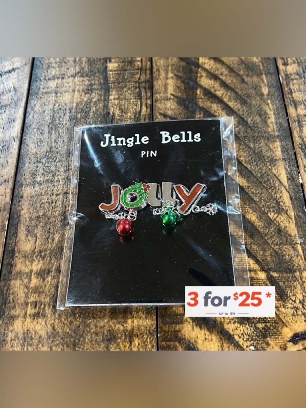 Jingle Bell Jolly Pin with bells